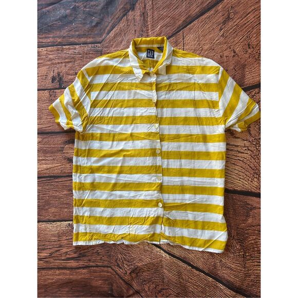 Vintage Yellow Stripe GAP button‎ up shirt size M - Picture 6 of 14